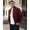 imageWULFUL Mens Bomber Jacket Lightweight Casual Windbreaker Zip Up Coat with PocketBurgundy