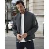 imageWULFUL Mens Bomber Jacket Lightweight Casual Windbreaker Zip Up Coat with PocketDeep Grey