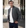 imageWULFUL Mens Bomber Jacket Lightweight Casual Windbreaker Zip Up Coat with PocketDeep Grey