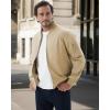 imageWULFUL Mens Bomber Jacket Lightweight Casual Windbreaker Zip Up Coat with PocketKhaki