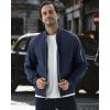 imageWULFUL Mens Bomber Jacket Lightweight Casual Windbreaker Zip Up Coat with PocketNavy