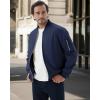 imageWULFUL Mens Bomber Jacket Lightweight Casual Windbreaker Zip Up Coat with PocketNavy