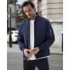 imageWULFUL Mens Bomber Jacket Lightweight Casual Windbreaker Zip Up Coat with PocketNavy