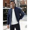 imageWULFUL Mens Bomber Jacket Lightweight Casual Windbreaker Zip Up Coat with PocketNavy