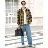 imageWULFUL Mens Flannel Shirts Jacket Casual Button Down Plaid Outerwear Coat Long Sleeve Fleece Shacket lightweightBlack Yellow976