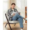 imageWULFUL Mens Flannel Shirts Jacket Casual Button Down Plaid Outerwear Coat Long Sleeve Fleece Shacket lightweightBlack649