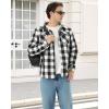 imageWULFUL Mens Flannel Shirts Jacket Casual Button Down Plaid Outerwear Coat Long Sleeve Fleece Shacket lightweightBlack649