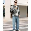 imageWULFUL Mens Flannel Shirts Jacket Casual Button Down Plaid Outerwear Coat Long Sleeve Fleece Shacket lightweightBlack649
