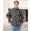 imageWULFUL Mens Flannel Shirts Jacket Casual Button Down Plaid Outerwear Coat Long Sleeve Fleece Shacket lightweightBlack758