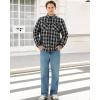 imageWULFUL Mens Flannel Shirts Jacket Casual Button Down Plaid Outerwear Coat Long Sleeve Fleece Shacket lightweightBlack758