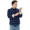 imageWULFUL Mens Flannel Shirts Jacket Casual Button Down Plaid Outerwear Coat Long Sleeve Fleece Shacket lightweightBlue804
