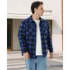 imageWULFUL Mens Flannel Shirts Jacket Casual Button Down Plaid Outerwear Coat Long Sleeve Fleece Shacket lightweightBlue804