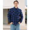 imageWULFUL Mens Flannel Shirts Jacket Casual Button Down Plaid Outerwear Coat Long Sleeve Fleece Shacket lightweightBlue804