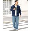 imageWULFUL Mens Flannel Shirts Jacket Casual Button Down Plaid Outerwear Coat Long Sleeve Fleece Shacket lightweightBlue804