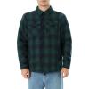 imageWULFUL Mens Flannel Shirts Jacket Casual Button Down Plaid Outerwear Coat Long Sleeve Fleece Shacket lightweightGreen813