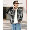 imageWULFUL Mens Flannel Shirts Jacket Casual Button Down Plaid Outerwear Coat Long Sleeve Fleece Shacket lightweightGrey567