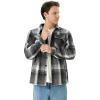 imageWULFUL Mens Flannel Shirts Jacket Casual Button Down Plaid Outerwear Coat Long Sleeve Fleece Shacket lightweightGrey567