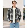 imageWULFUL Mens Flannel Shirts Jacket Casual Button Down Plaid Outerwear Coat Long Sleeve Fleece Shacket lightweightGrey567