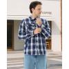 imageWULFUL Mens Flannel Shirts Jacket Casual Button Down Plaid Outerwear Coat Long Sleeve Fleece Shacket lightweightNavy768