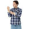 imageWULFUL Mens Flannel Shirts Jacket Casual Button Down Plaid Outerwear Coat Long Sleeve Fleece Shacket lightweightNavy768