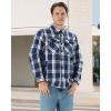 imageWULFUL Mens Flannel Shirts Jacket Casual Button Down Plaid Outerwear Coat Long Sleeve Fleece Shacket lightweightNavy768