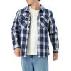 imageWULFUL Mens Flannel Shirts Jacket Casual Button Down Plaid Outerwear Coat Long Sleeve Fleece Shacket lightweightNavy768