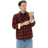 imageWULFUL Mens Flannel Shirts Jacket Casual Button Down Plaid Outerwear Coat Long Sleeve Fleece Shacket lightweightRed711