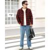 imageWULFUL Mens Flannel Shirts Jacket Casual Button Down Plaid Outerwear Coat Long Sleeve Fleece Shacket lightweightRed711