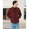 imageWULFUL Mens Flannel Shirts Jacket Casual Button Down Plaid Outerwear Coat Long Sleeve Fleece Shacket lightweightRed711