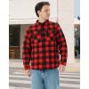 imageWULFUL Mens Flannel Shirts Jacket Casual Button Down Plaid Outerwear Coat Long Sleeve Fleece Shacket lightweightRed798
