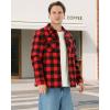 imageWULFUL Mens Flannel Shirts Jacket Casual Button Down Plaid Outerwear Coat Long Sleeve Fleece Shacket lightweightRed798