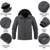 imageWULFUL Mens Lightweight Softshell Jacket Warm Fleece Lined Windbreaker Waterproof Soft Shell for Outdoor HikingDark Grey