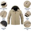 imageWULFUL Mens Lightweight Softshell Jacket Warm Fleece Lined Windbreaker Waterproof Soft Shell for Outdoor HikingKhaki