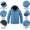 imageWULFUL Mens Lightweight Softshell Jacket Warm Fleece Lined Windbreaker Waterproof Soft Shell for Outdoor HikingLake Blue