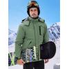imageWULFUL Mens Ski Jackets Warm Winter Snow Windbreaker Resistant Snowboard Fleece Coat Mountain Waterproof Parka with HoodArmy Green