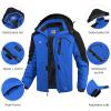 imageWULFUL Mens Ski Jackets Warm Winter Snow Windbreaker Resistant Snowboard Fleece Coat Mountain Waterproof Parka with HoodBlackblue