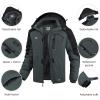 imageWULFUL Mens Ski Jackets Warm Winter Snow Windbreaker Resistant Snowboard Fleece Coat Mountain Waterproof Parka with HoodBlackdark Grey