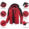 imageWULFUL Mens Ski Jackets Warm Winter Snow Windbreaker Resistant Snowboard Fleece Coat Mountain Waterproof Parka with HoodBlackred