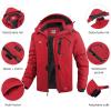 imageWULFUL Mens Ski Jackets Warm Winter Snow Windbreaker Resistant Snowboard Fleece Coat Mountain Waterproof Parka with HoodRed