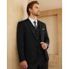 imageWULFUL Mens Slim Fit 3 Piece Suits Two Button Blazer Vest ampamp Pants Tuxedo Set for Business Wedding PartyBlack