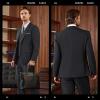 imageWULFUL Mens Slim Fit 3 Piece Suits Two Button Blazer Vest ampamp Pants Tuxedo Set for Business Wedding PartyDark Grey