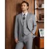 imageWULFUL Mens Slim Fit 3 Piece Suits Two Button Blazer Vest ampamp Pants Tuxedo Set for Business Wedding PartyLight Gray