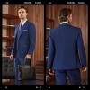 imageWULFUL Mens Slim Fit 3 Piece Suits Two Button Blazer Vest ampamp Pants Tuxedo Set for Business Wedding PartyNavy