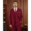 imageWULFUL Mens Slim Fit 3 Piece Suits Two Button Blazer Vest ampamp Pants Tuxedo Set for Business Wedding PartyRed