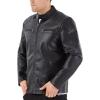 imageWULFUL Mens Stand Collar Leather Jacket Motorcycle Lightweight Faux Leather OutwearBlack0073