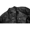imageWULFUL Mens Stand Collar Leather Jacket Motorcycle Lightweight Faux Leather OutwearBlack0073