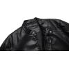 imageWULFUL Mens Stand Collar Leather Jacket Motorcycle Lightweight Faux Leather OutwearBlack0074