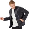 imageWULFUL Mens Stand Collar Leather Jacket Motorcycle Lightweight Faux Leather OutwearBlack0074