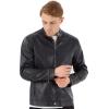 imageWULFUL Mens Stand Collar Leather Jacket Motorcycle Lightweight Faux Leather OutwearBlack0075