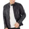 imageWULFUL Mens Stand Collar Leather Jacket Motorcycle Lightweight Faux Leather OutwearBlack0075